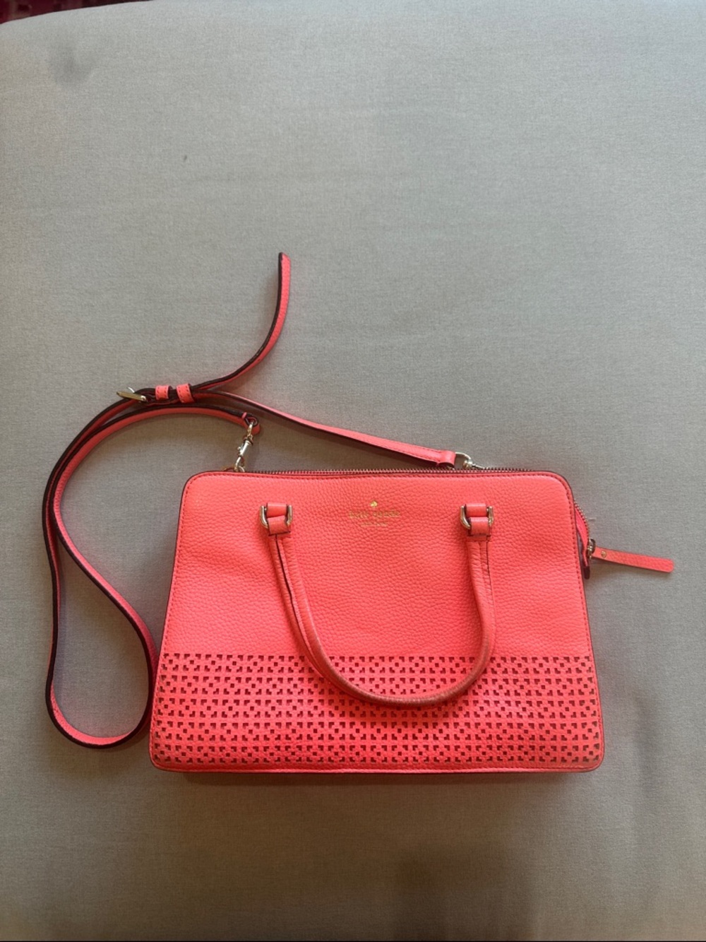 kate spade Coral Pink Perforated Leather Satchel